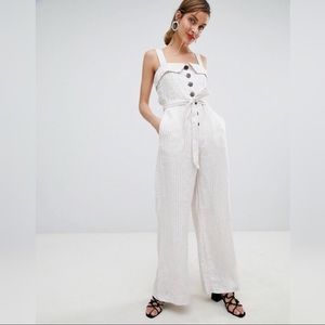Mango Stripe Wide Leg Jumpsuit